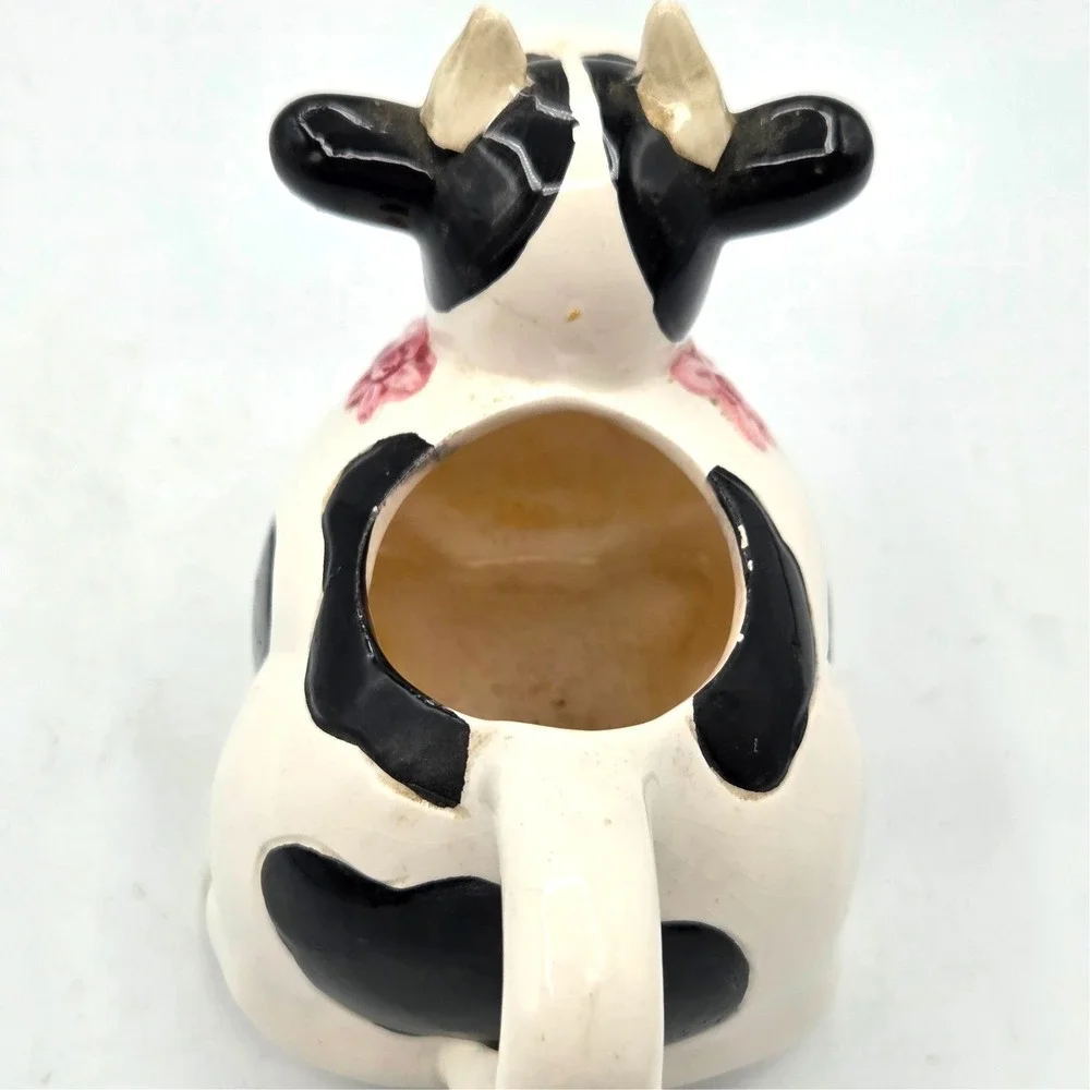 Ceramic Cow Creamer Black and White Holstein Country Vintage - Picture 4 of 5
